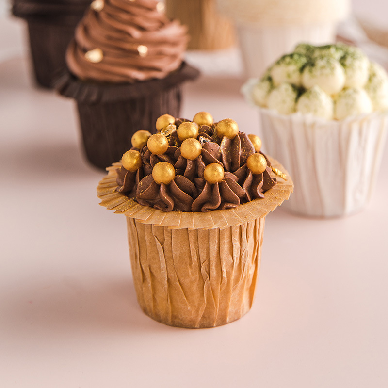 Sombrero de copa antiadherente recubierto a prueba de grasa, tazas para pastel, sombrero de copa resistente a altas temperaturas, Cupcakes, tazas para muffins con rebordes