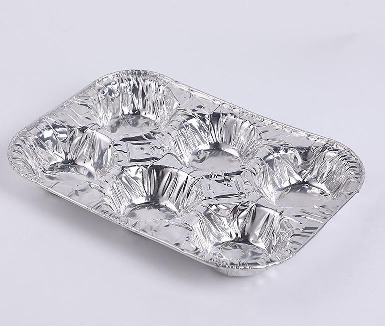 Molde desechable para 6 muffins, seis compartimentos, papel De Aluminio, tartas De huevo, plato, bandeja De pastelería, recipiente para hornear, Plato De Tarta De Aluminio