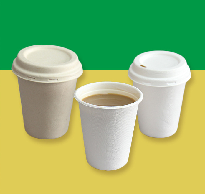 Tazas de café compostables biodegradables disponibles de la bebida caliente del vajilla de la caña de azúcar